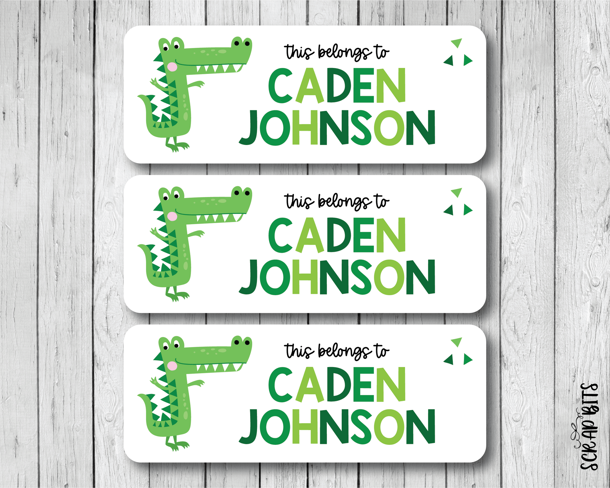 Alligator Name Labels, Personalized Belonging Labels - Scrap Bits