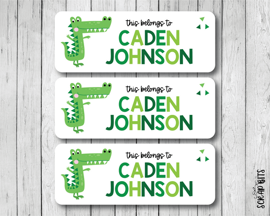 Alligator Name Labels, Personalized Belonging Labels - Scrap Bits