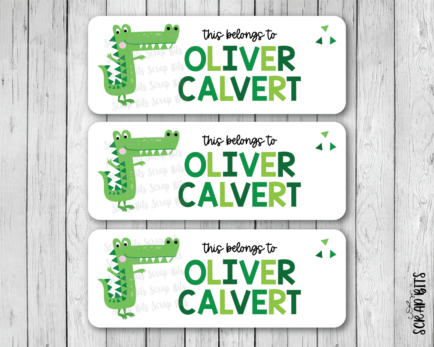 Alligator Name Labels, Personalized Belonging Labels - Scrap Bits