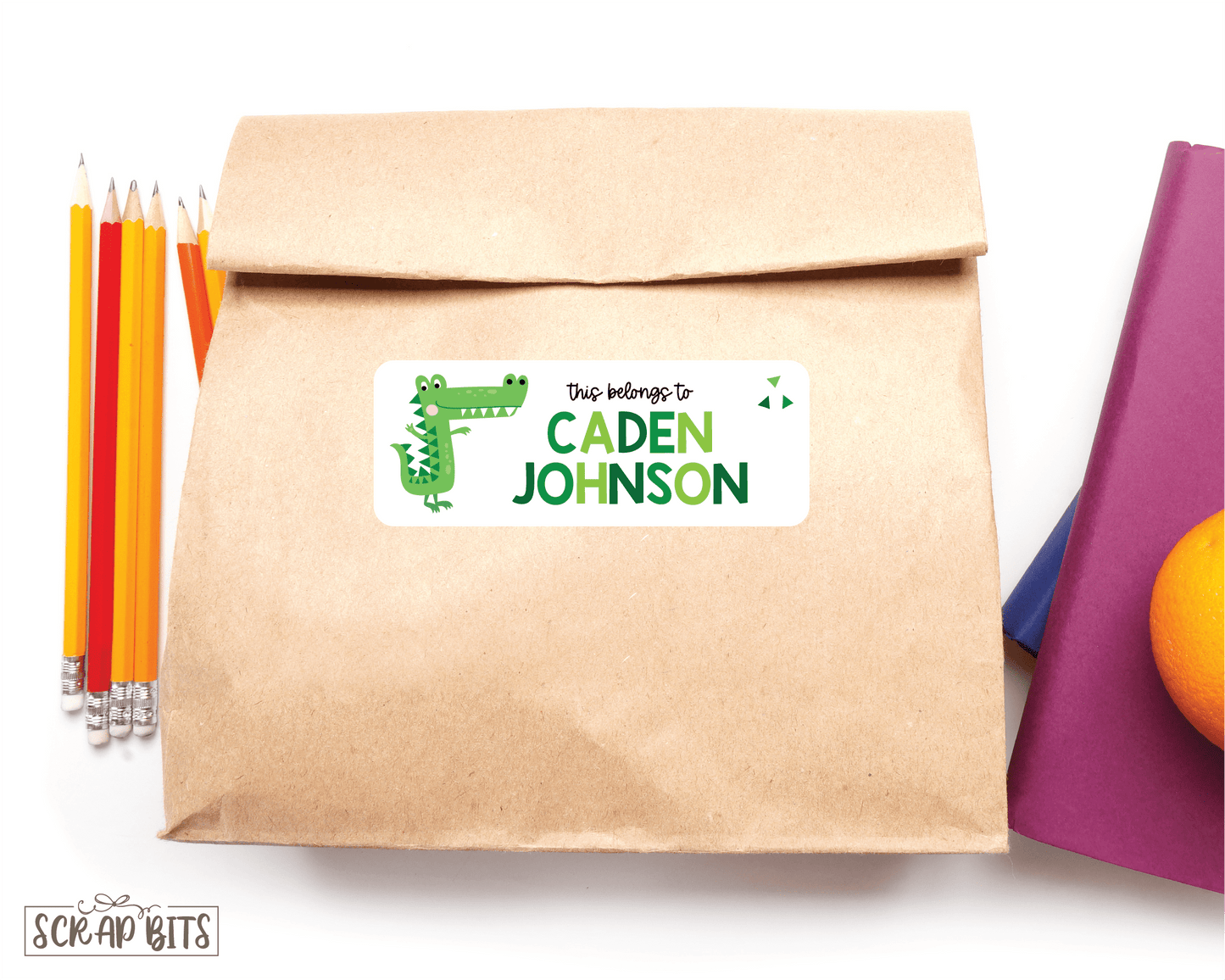 Alligator Name Labels, Personalized Belonging Labels - Scrap Bits