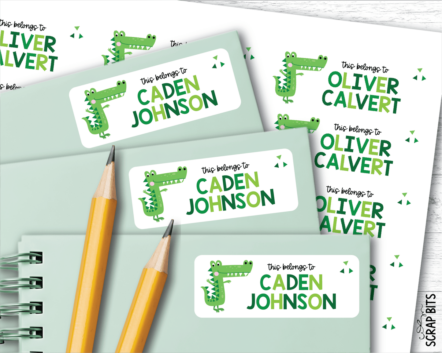 Alligator Name Labels, Personalized Belonging Labels - Scrap Bits
