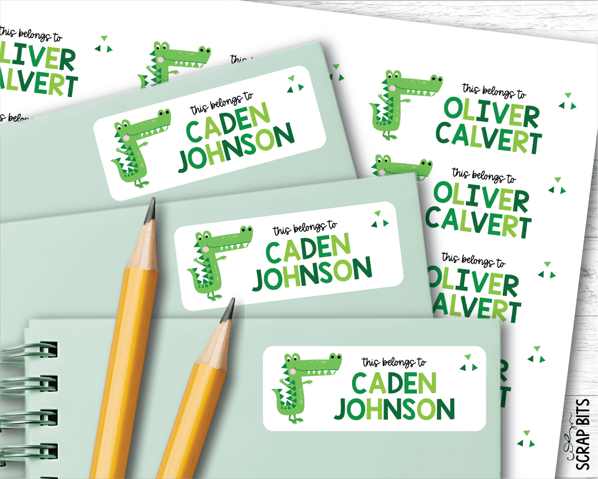 Alligator Name Labels, Personalized Belonging Labels - Scrap Bits