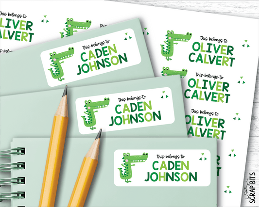 Alligator Name Labels, Personalized Belonging Labels - Scrap Bits