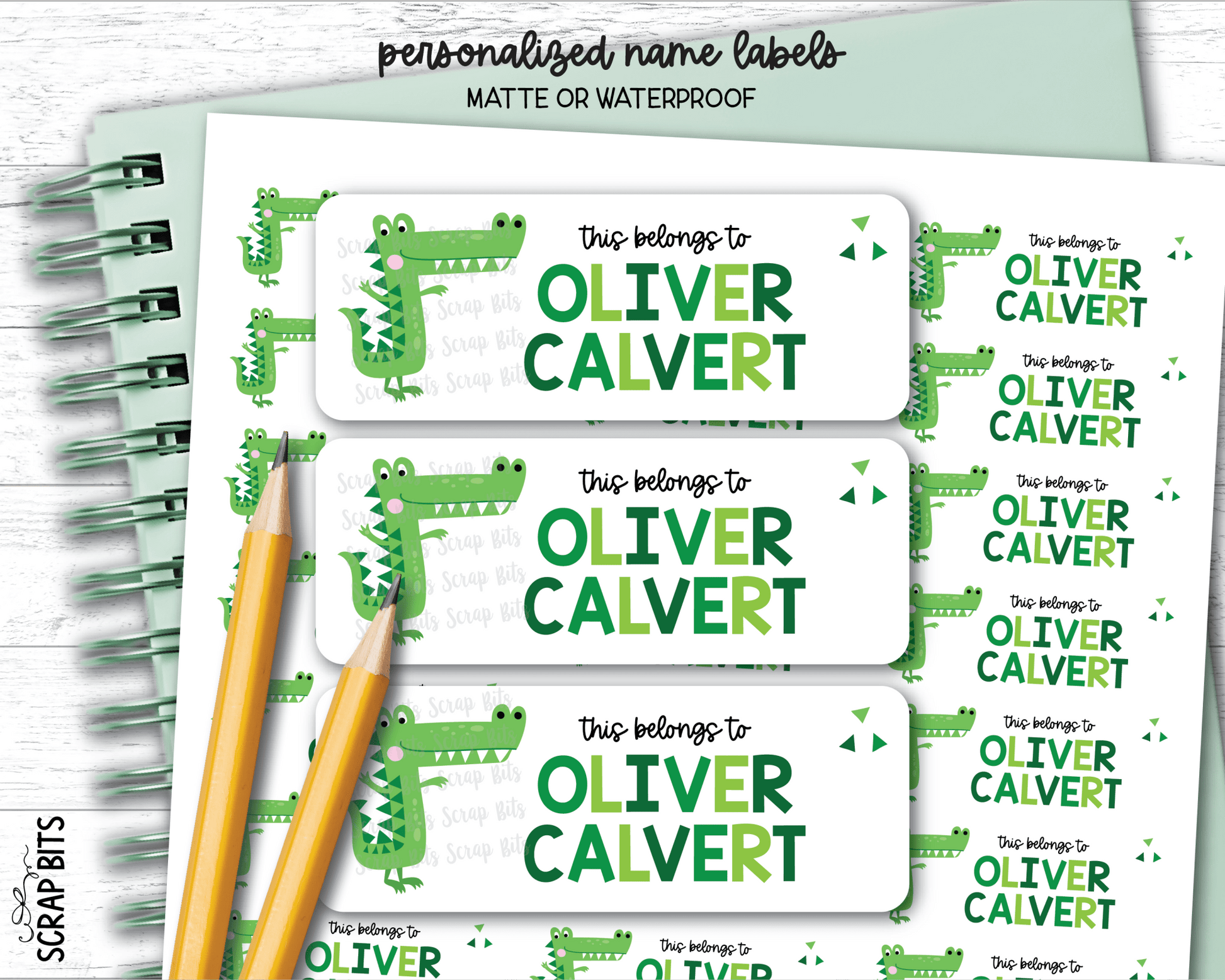 Alligator Name Labels, Personalized Belonging Labels - Scrap Bits
