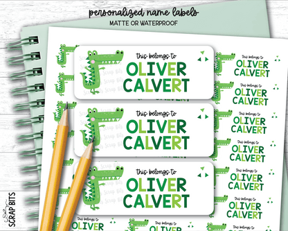 Alligator Name Labels, Personalized Belonging Labels - Scrap Bits