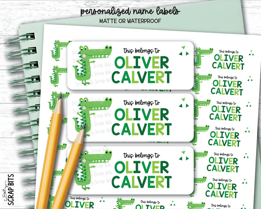 Alligator Name Labels, Personalized Belonging Labels - Scrap Bits