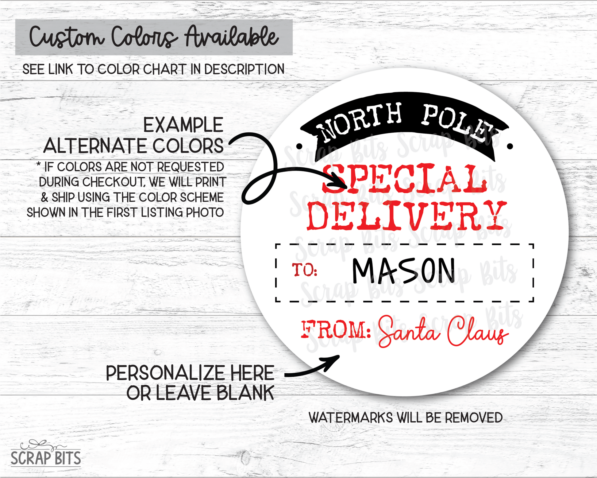 Arched Special Delivery, To Child From Santa Christmas Gift Labels - Scrap Bits