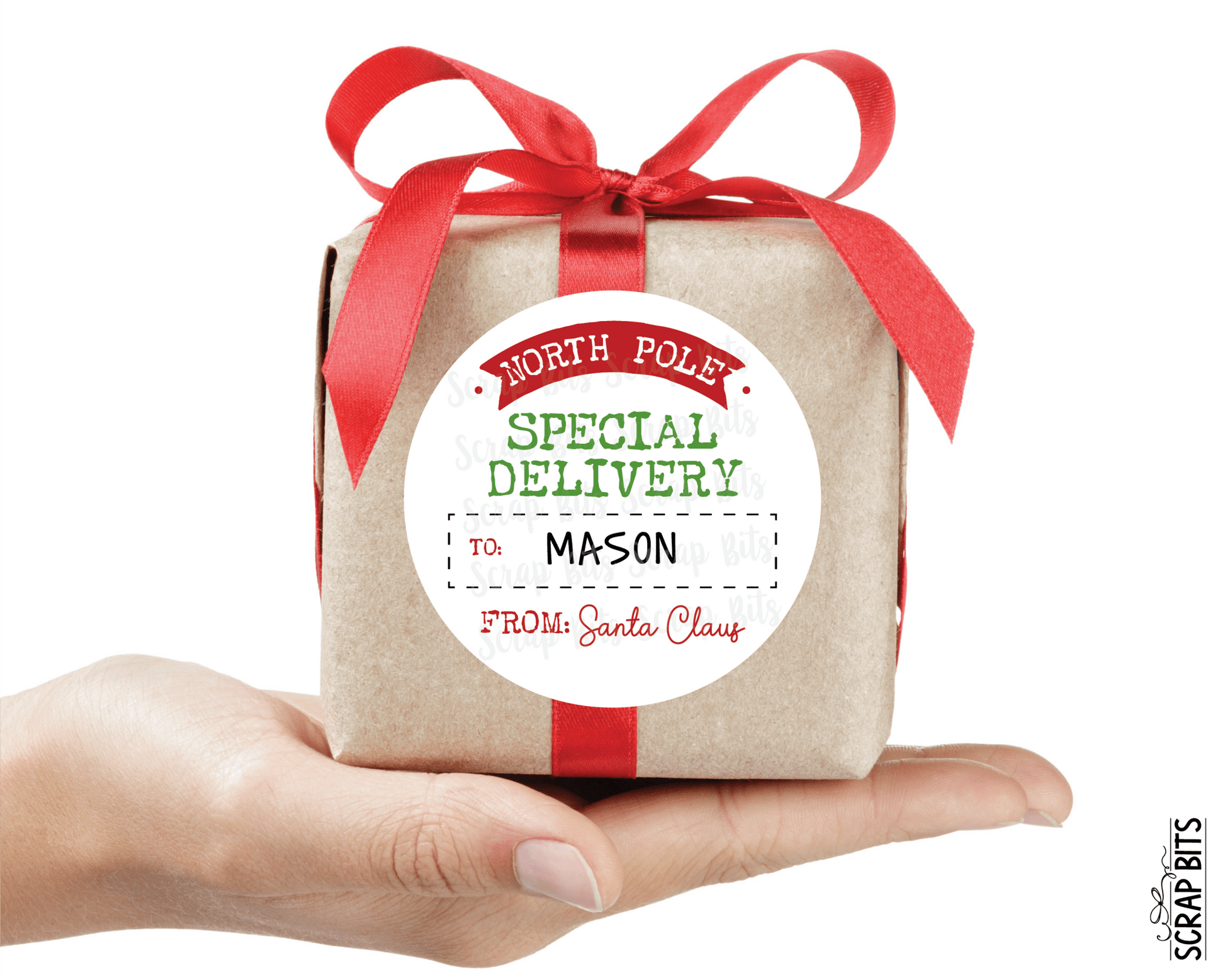 Arched Special Delivery, To Child From Santa Christmas Gift Labels - Scrap Bits