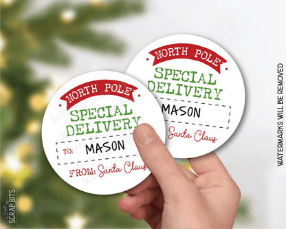 Arched Special Delivery, To Child From Santa Christmas Gift Labels - Scrap Bits
