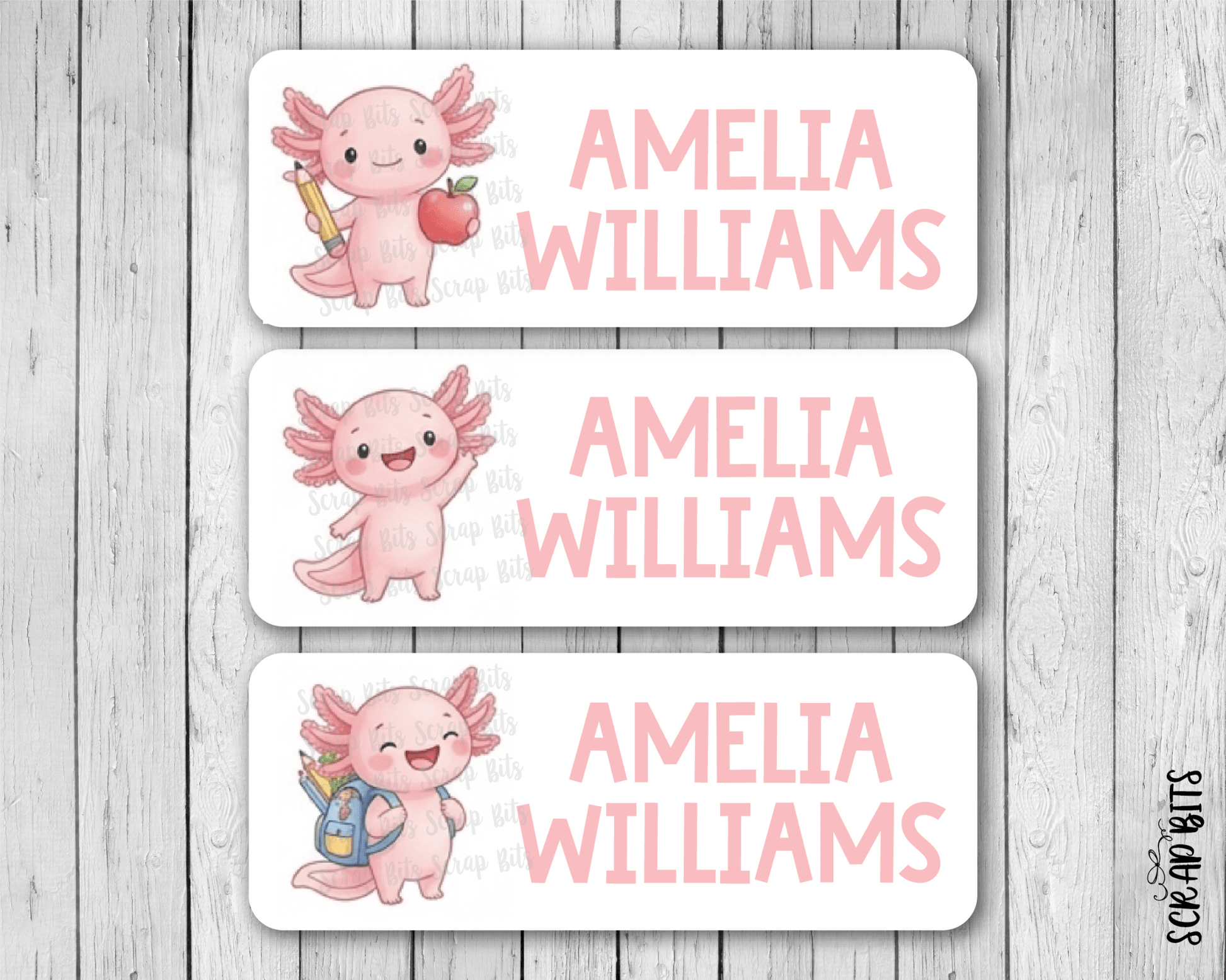 Axelotl Name Labels . Personalized Belonging Labels - Scrap Bits