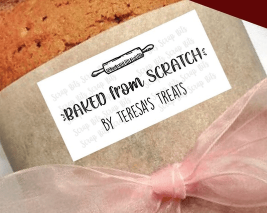 Baked From Scratch Baking Labels, Farmhouse Script . Personalized Kitchen Labels - Scrap Bits