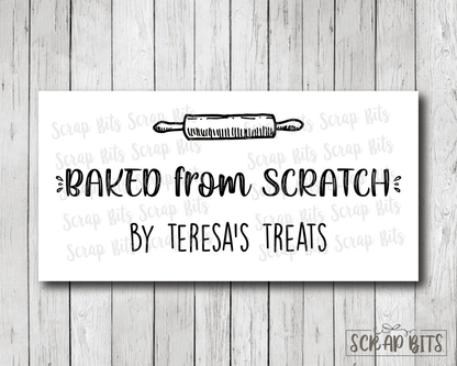 Baked From Scratch Baking Labels, Farmhouse Script . Personalized Kitchen Labels - Scrap Bits