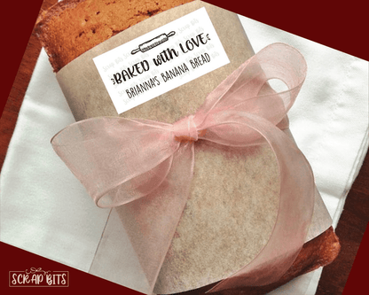 Baked With Love Baking Labels, Farmhouse Script . Personalized Kitchen Labels - Scrap Bits