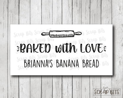 Baked With Love Baking Labels, Farmhouse Script . Personalized Kitchen Labels - Scrap Bits