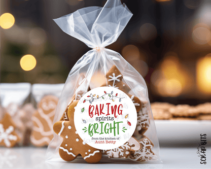 Baking Spirits Bright Christmas Lights, Personalized Christmas Gift or Baking Labels - Scrap Bits