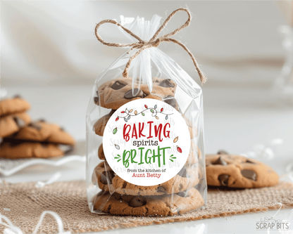 Baking Spirits Bright Christmas Lights, Personalized Christmas Gift or Baking Labels - Scrap Bits