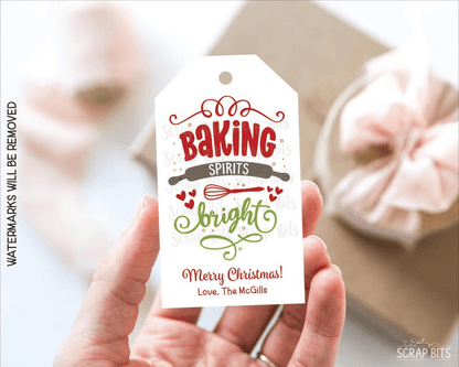 Baking Spirits Bright Rolling Pin, Christmas Baking Labels or Gift Tags - Scrap Bits