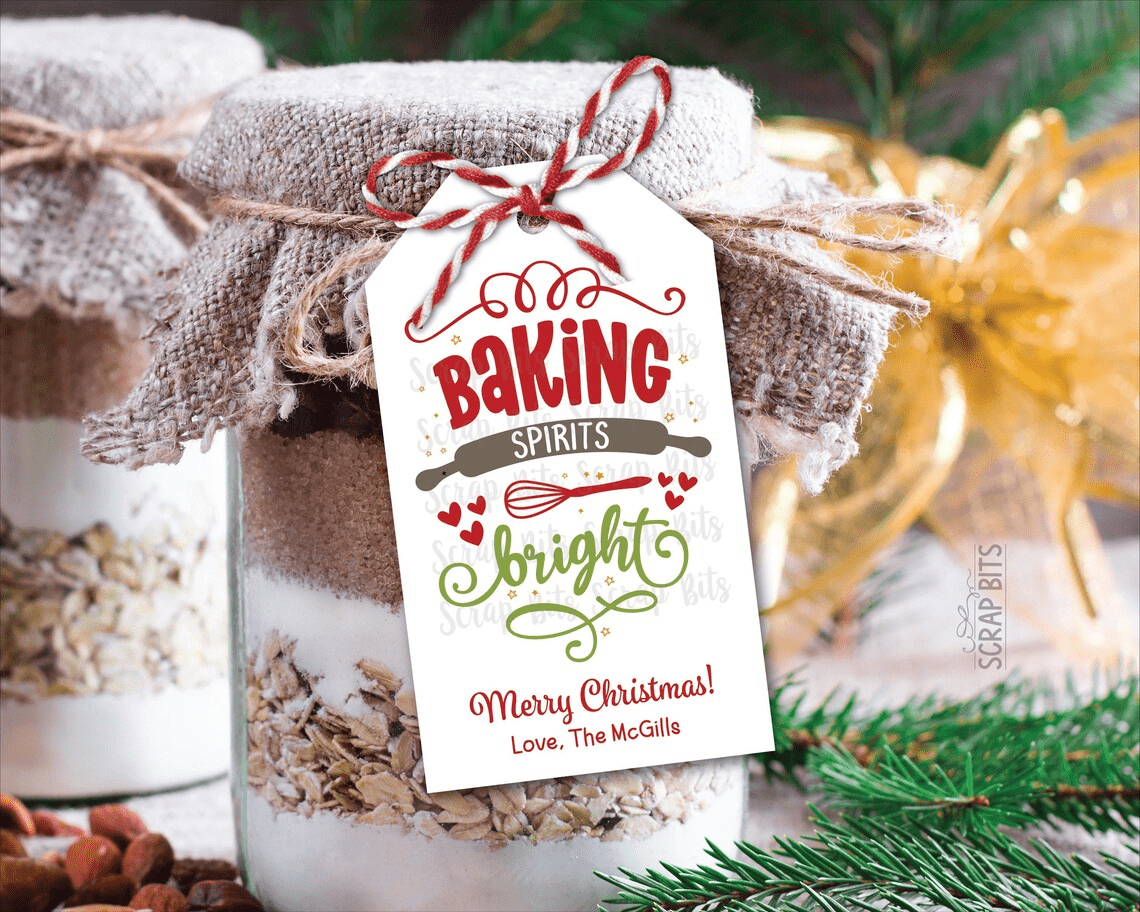 Baking Spirits Bright Rolling Pin, Christmas Baking Labels or Gift Tags - Scrap Bits