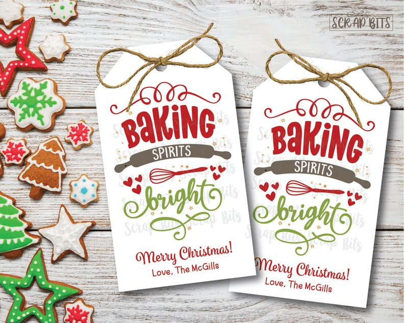 Baking Spirits Bright Rolling Pin, Christmas Baking Labels or Gift Tags - Scrap Bits