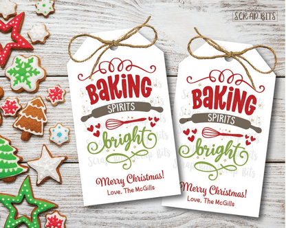 Baking Spirits Bright Rolling Pin, Christmas Baking Labels or Gift Tags - Scrap Bits