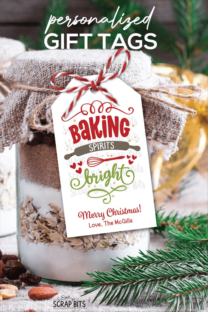 Baking Spirits Bright Rolling Pin, Christmas Baking Labels or Gift Tags - Scrap Bits