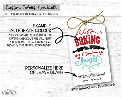 Baking Spirits Bright Rolling Pin, Christmas Baking Labels or Gift Tags - Scrap Bits
