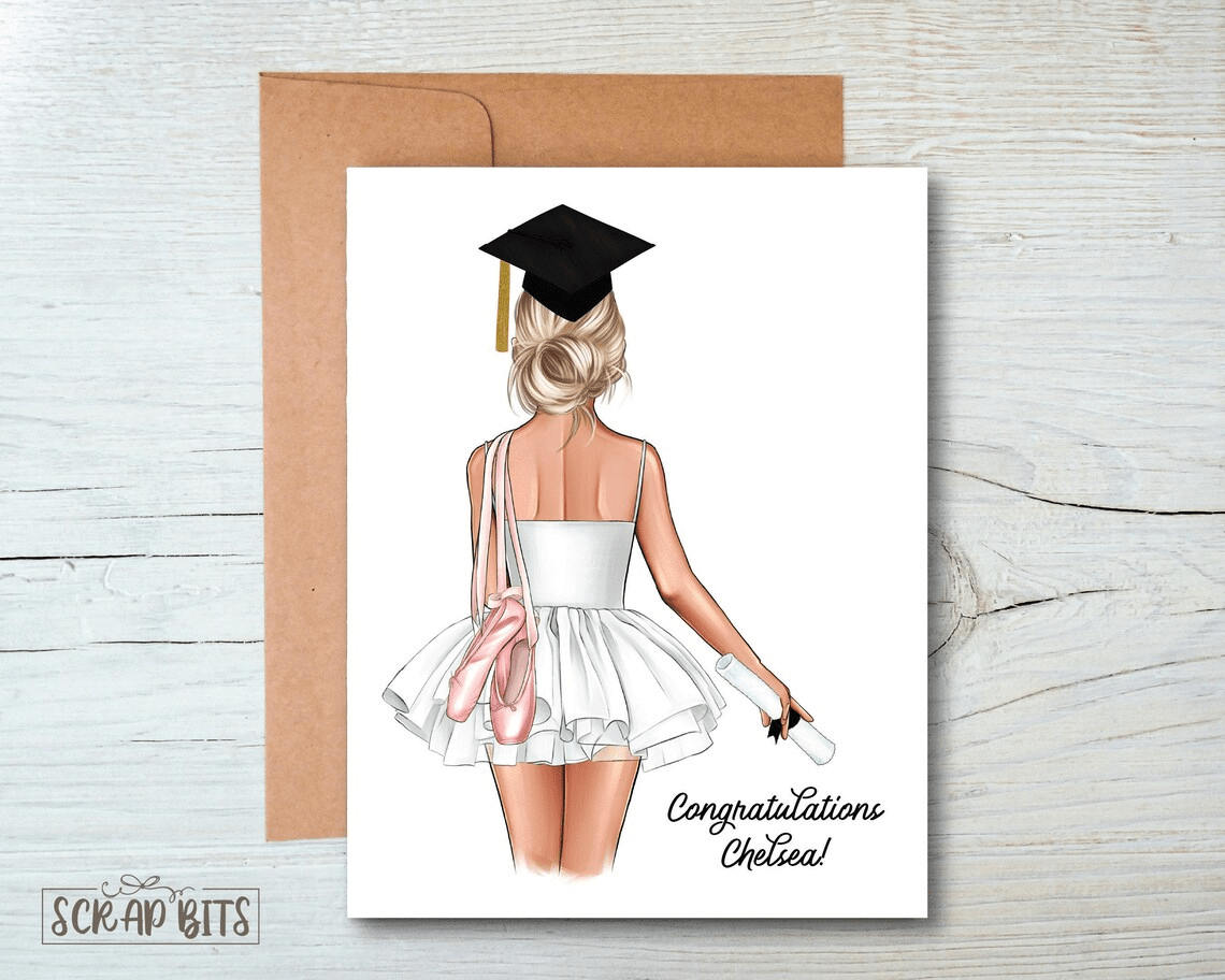 Ballerina Graduation Card or Note Cards, Single or Set of 10 - Scrap Bits