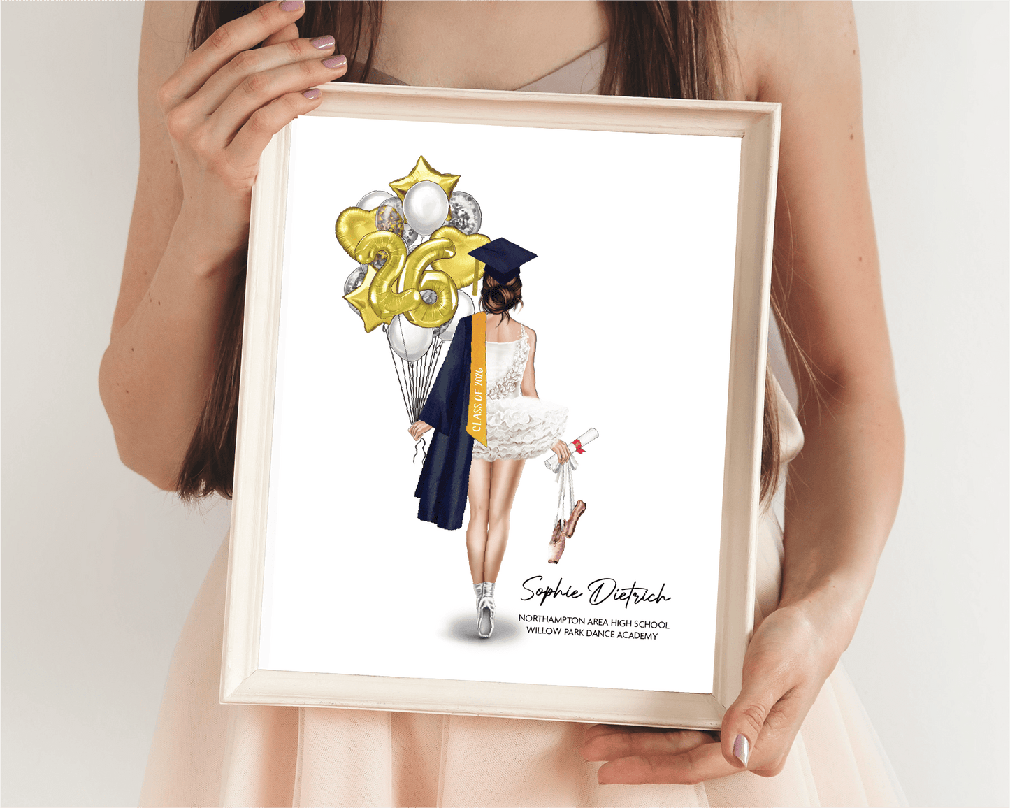 Ballerina Graduation Portrait Print (Tutu), Custom Senior Gift, Digital Download - Scrap Bits