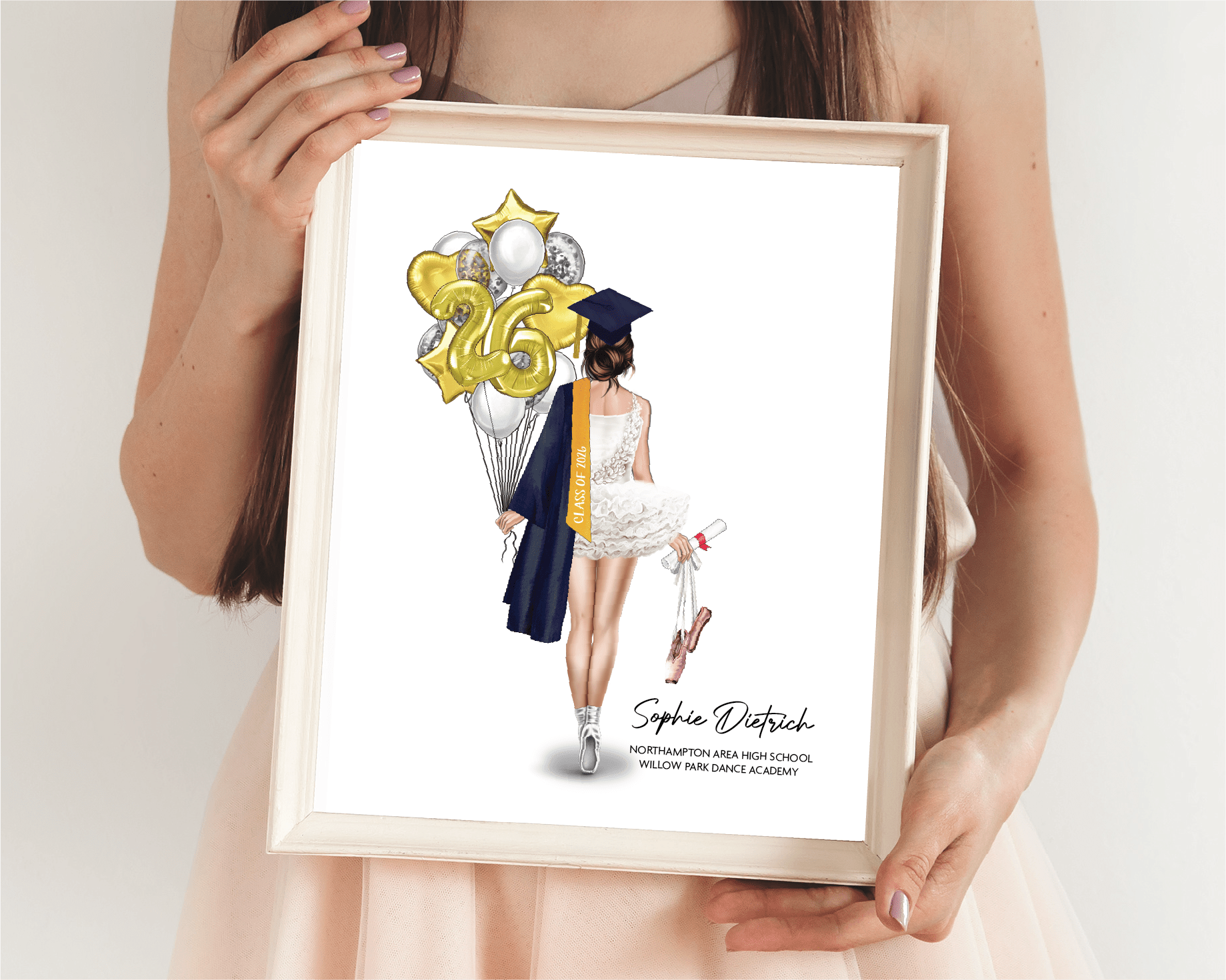 Ballerina Graduation Portrait Print (Tutu), Custom Senior Gift, Digital Download - Scrap Bits