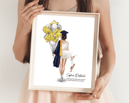 Ballerina Graduation Portrait Print (Tutu), Custom Senior Gift, Digital Download - Scrap Bits