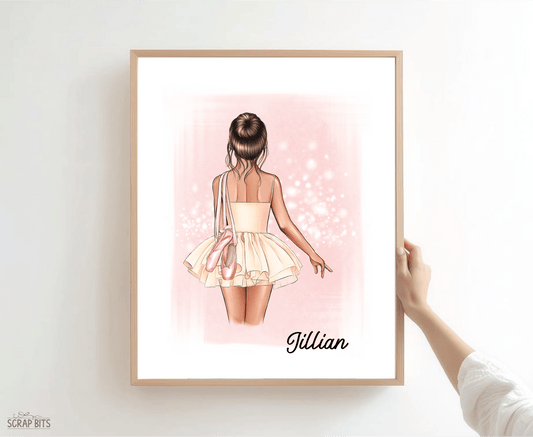 Ballerina Portrait Print, Half Body, Custom Digital Drawing - Scrap Bits