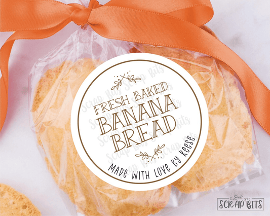 Banana Bread Quaint Doodle Sprigs, Personalized Gift Stickers or Tags - Scrap Bits
