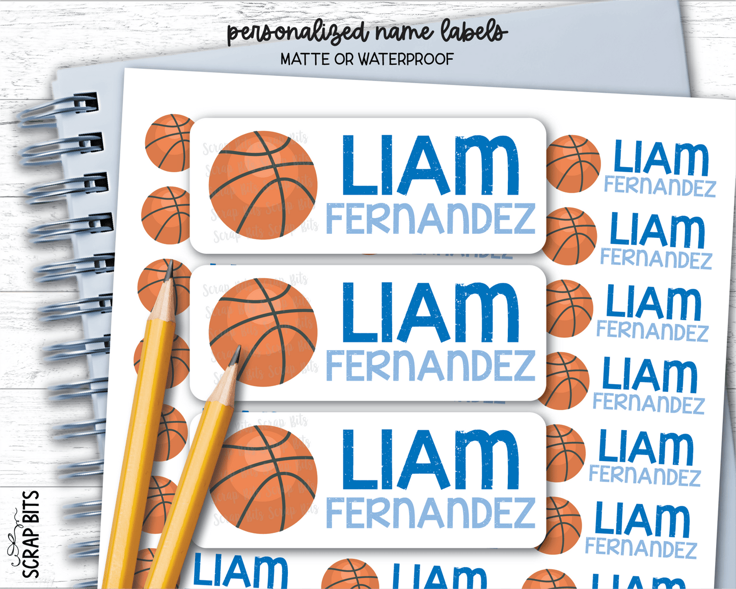 Basketball Name Labels, Personalized Belonging Labels - Scrap Bits