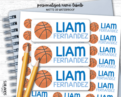 Basketball Name Labels, Personalized Belonging Labels - Scrap Bits