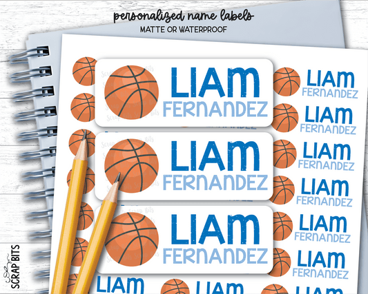 Basketball Name Labels, Personalized Belonging Labels - Scrap Bits