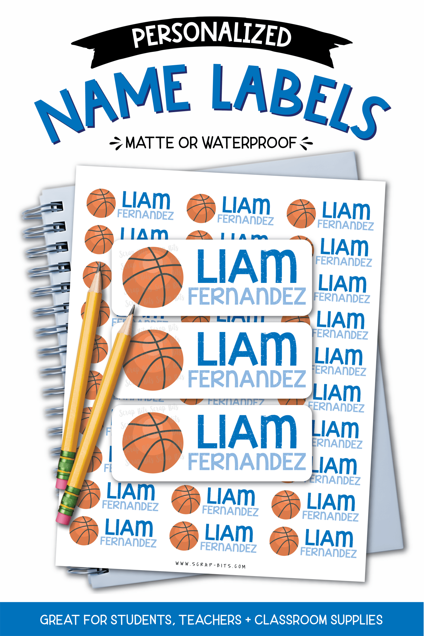 Basketball Name Labels, Personalized Belonging Labels - Scrap Bits
