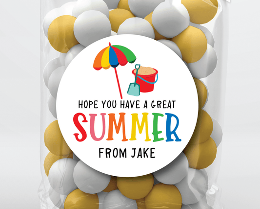 Beach Umbrella + Bucket Last Day of School Stickers or Tags - Scrap Bits