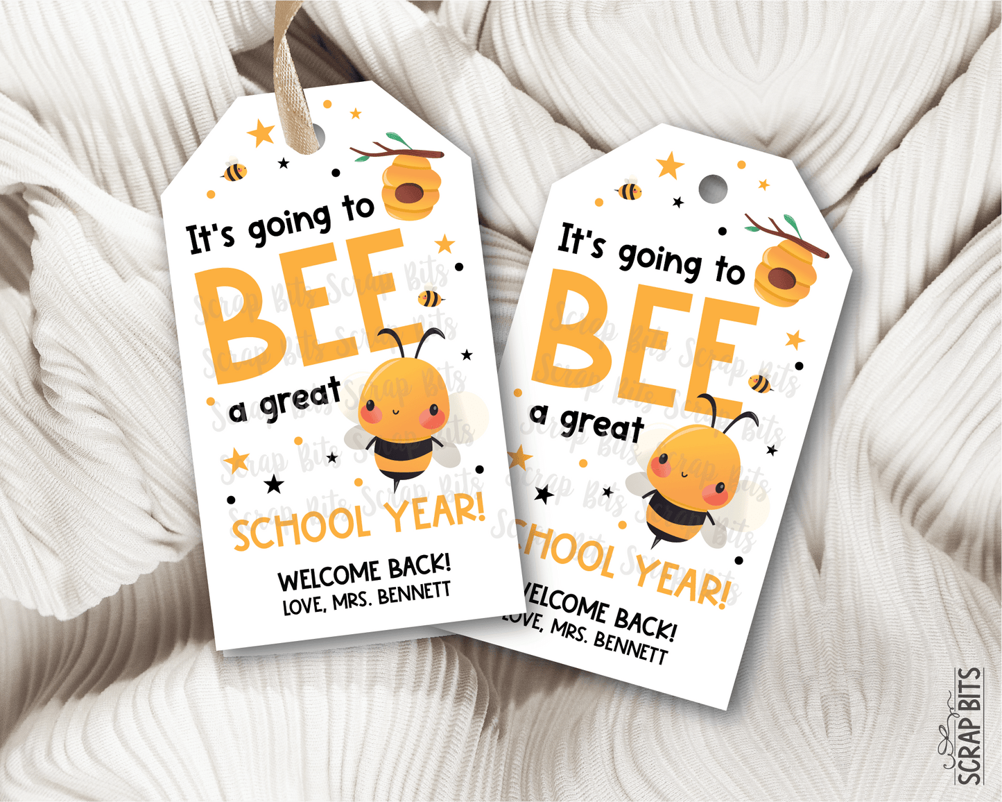 Bee Back To School Tags, It's Going to BEE a Great School Year - Scrap Bits