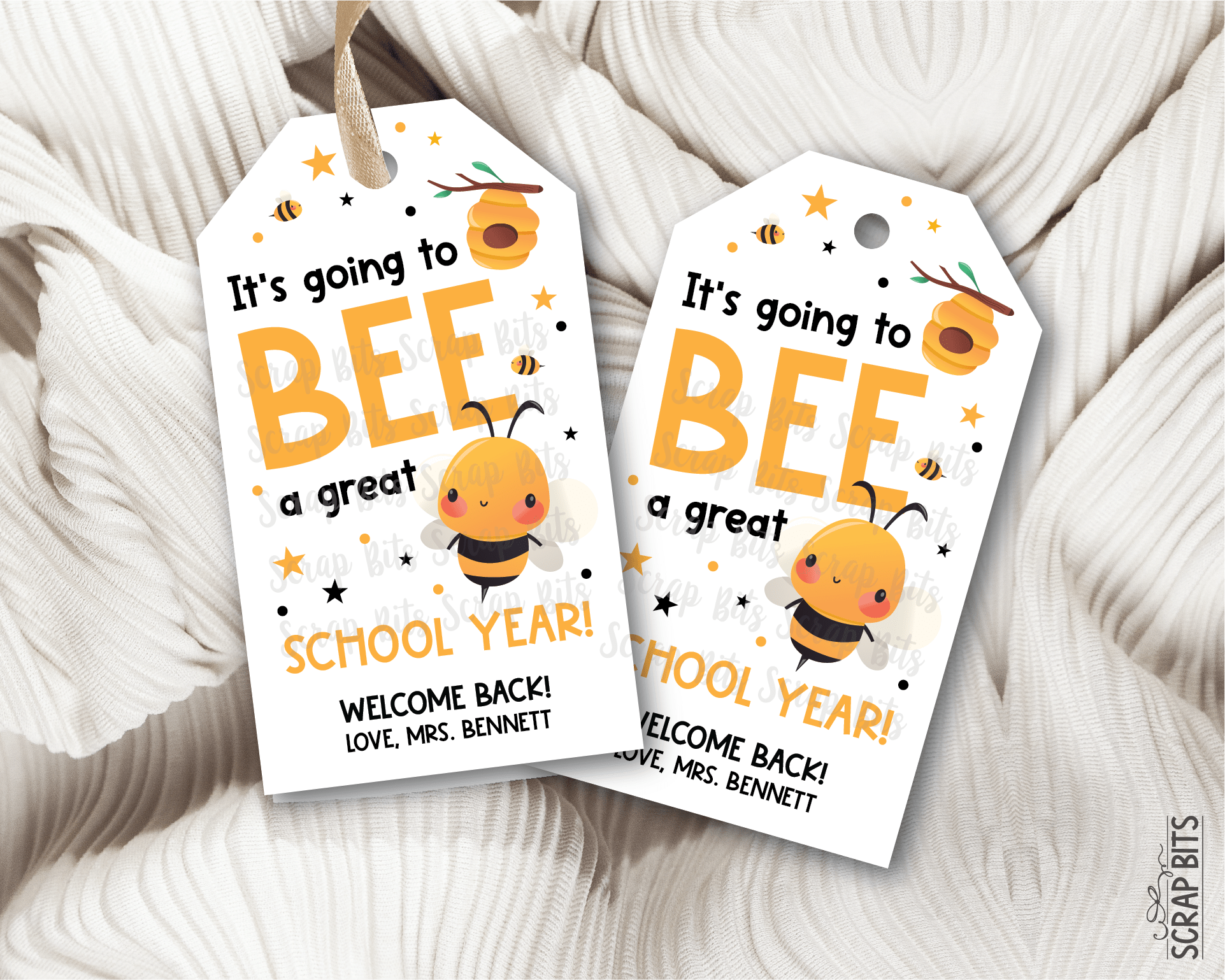 Bee Back To School Tags, It's Going to BEE a Great School Year - Scrap Bits