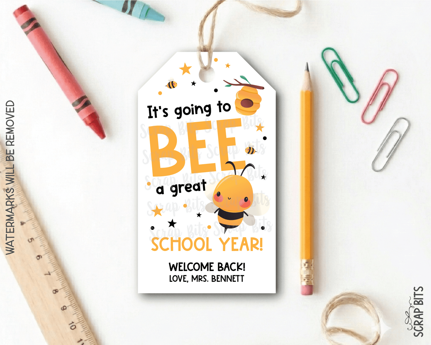 Bee Back To School Tags, It's Going to BEE a Great School Year - Scrap Bits