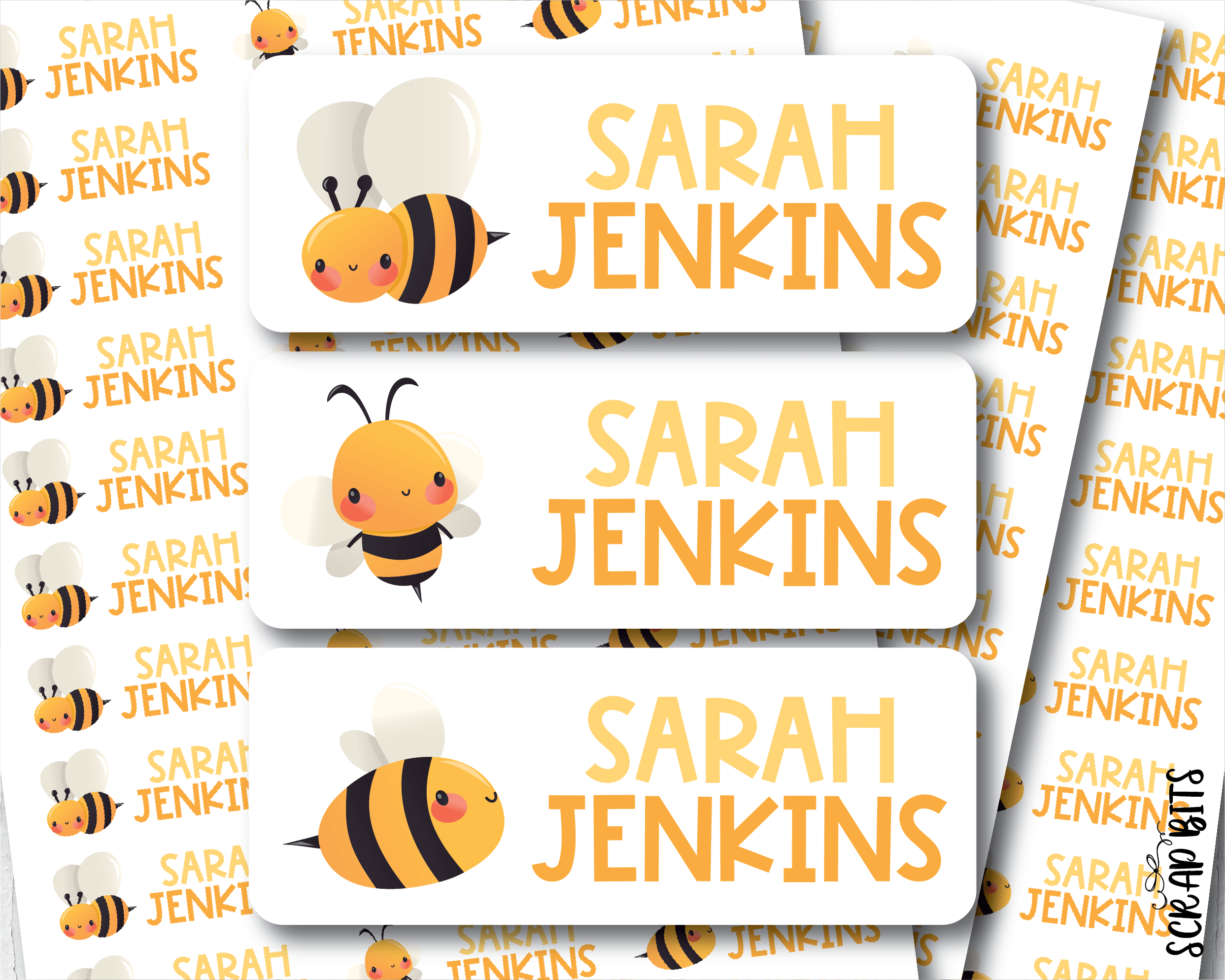 Bee Name Labels . Personalized Belonging Labels – Scrap Bits