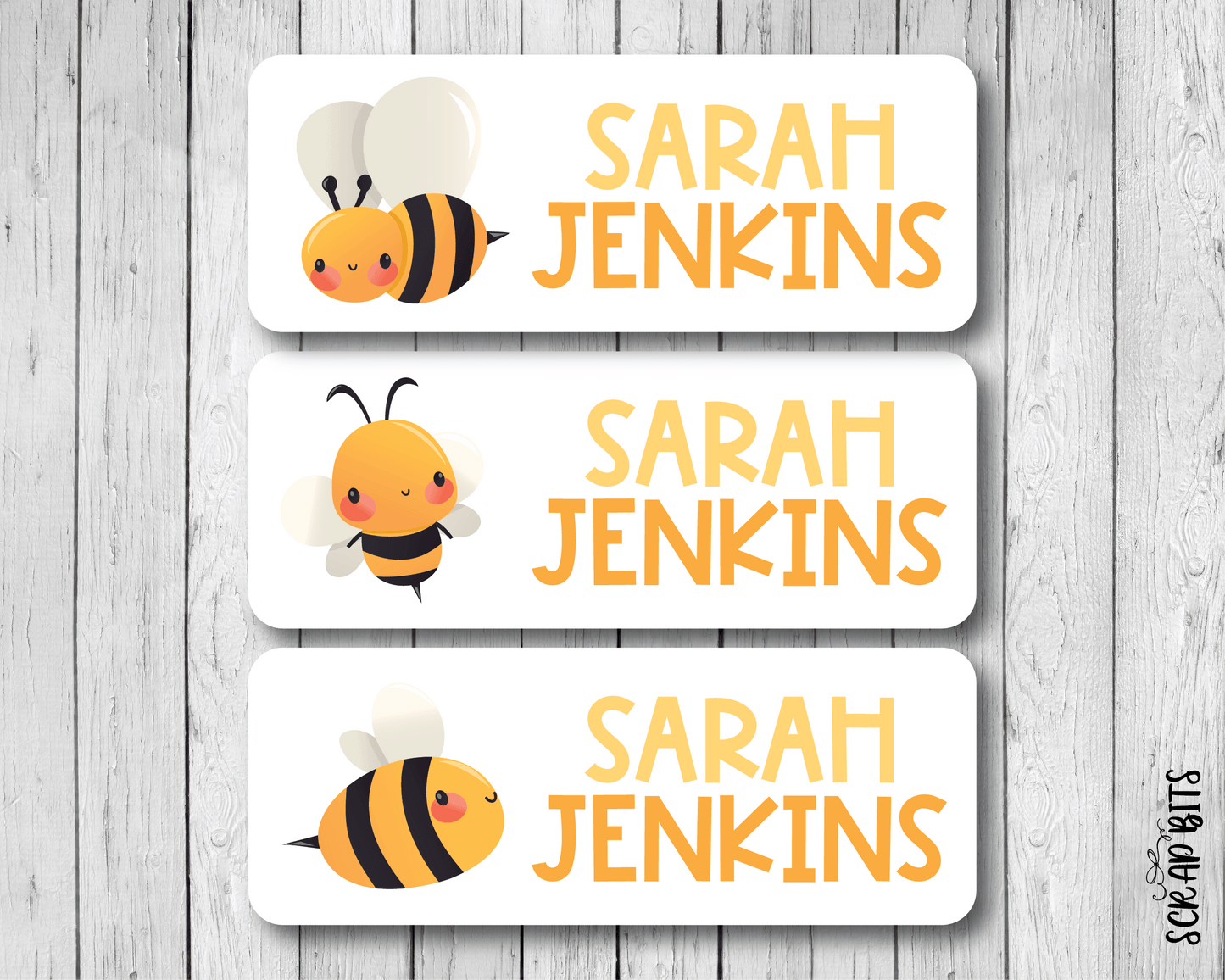 Bee Name Labels . Personalized Belonging Labels - Scrap Bits