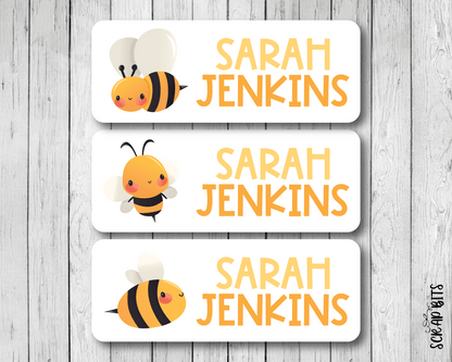 Bee Name Labels . Personalized Belonging Labels - Scrap Bits