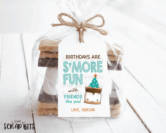 Birthday S'more Favor Tags, Birthdays Are S'more Fun with Friends - Scrap Bits