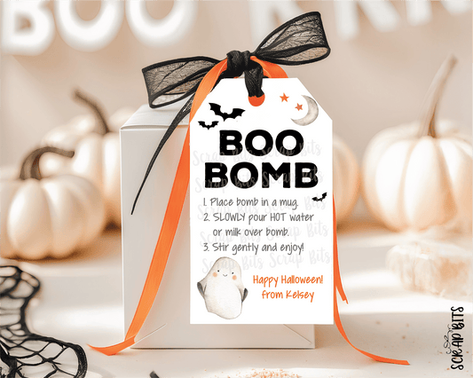 Boo Bomb Tags, Ghost Halloween Hot Chocolate Bomb Tags - Scrap Bits