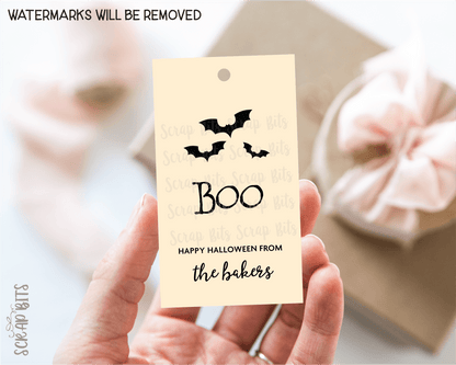 Boo with Bats Halloween Tags . Personalized Gift Tags - Scrap Bits