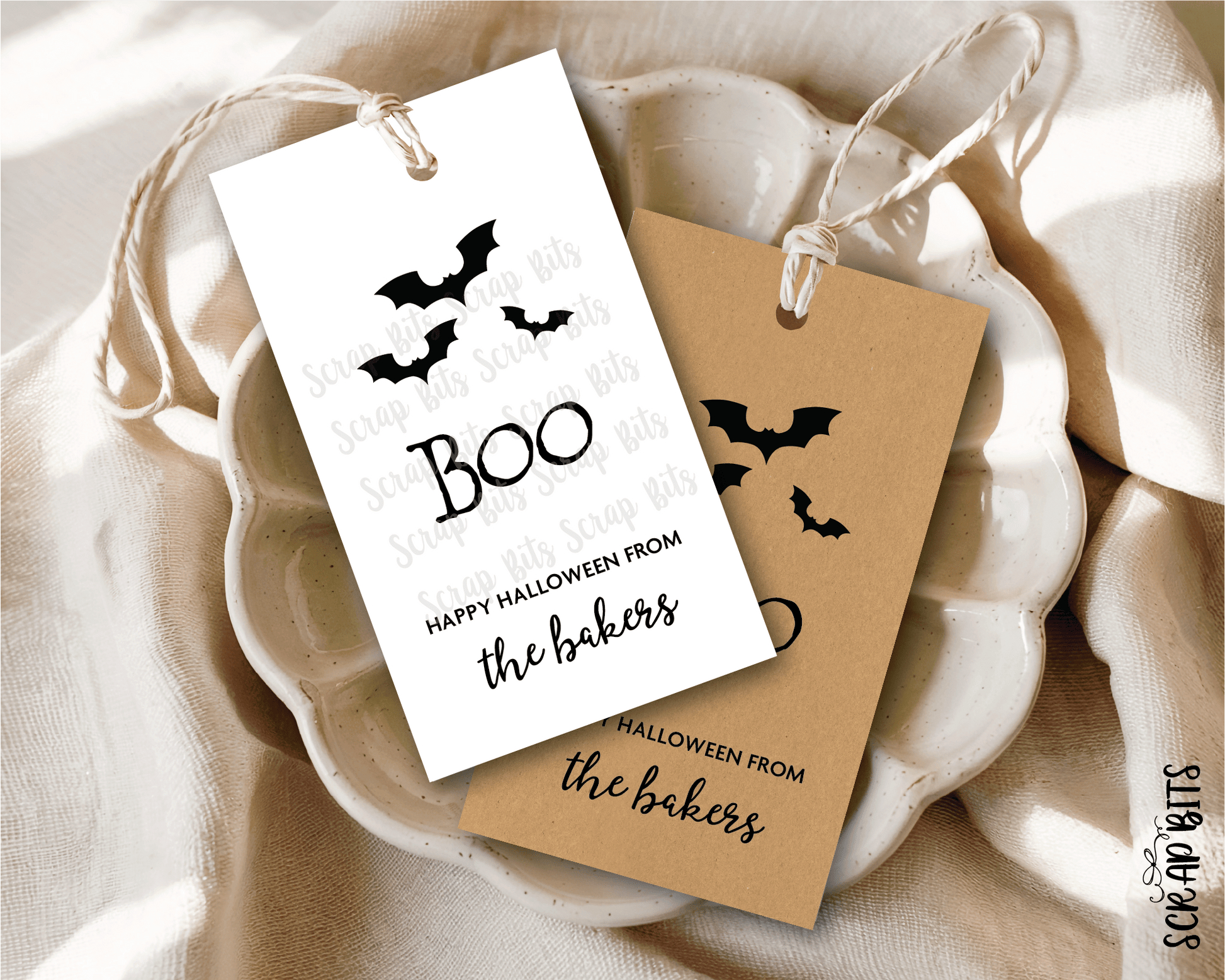 Boo with Bats Halloween Tags . Personalized Gift Tags - Scrap Bits