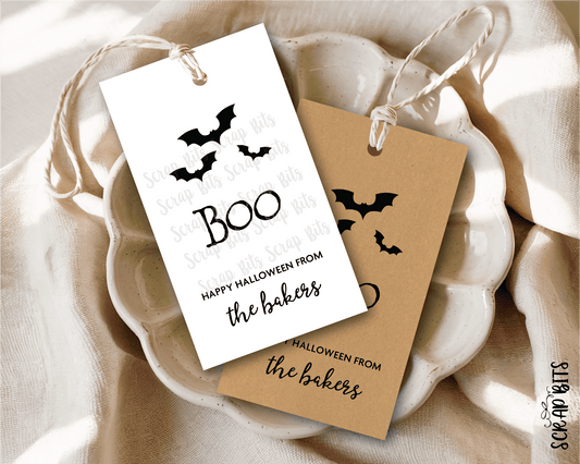 Boo with Bats Halloween Tags . Personalized Gift Tags - Scrap Bits