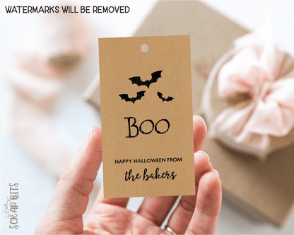 Boo with Bats Halloween Tags . Personalized Gift Tags - Scrap Bits