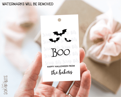 Boo with Bats Halloween Tags . Personalized Gift Tags - Scrap Bits